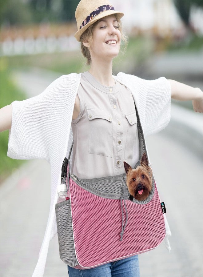 PetAmi Small Dog Sling Carrier, Soft-Sided Crossbody Puppy Carrying Purse Bag, Adjustable Sling Pet Pouch to Wear Medium Dog Cat Travel, Dog Bag for Traveling, Poop Bag Dispenser, Max 10 lbs, Pink - Image 5